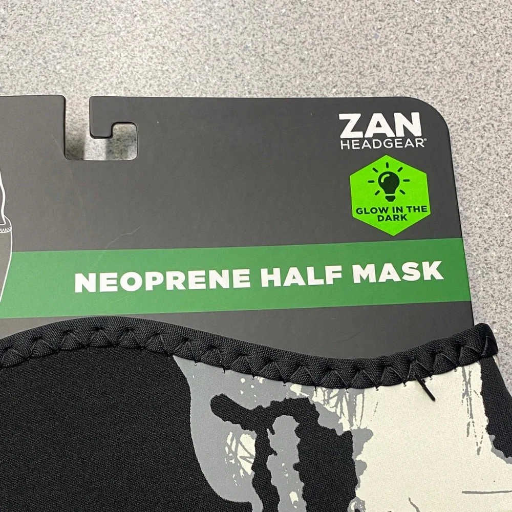 ZANheadgear Neoprene Half Mask in Black and Gray, GLOW IN THE DARK!